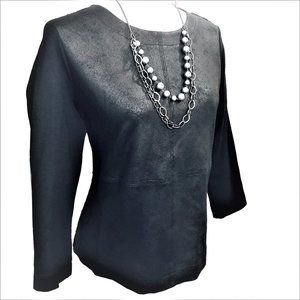 LE COMTE Faux Distressed Leather Multi Media Black Top Made in Germany Size 8